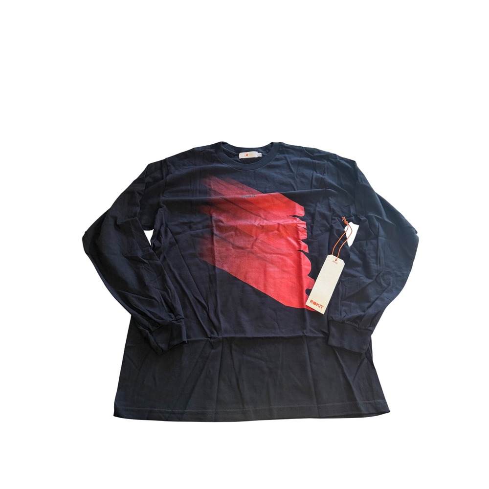 446. Rokit Men's Long Sleeve T-Shirt Red & Black Size Large Streetwear